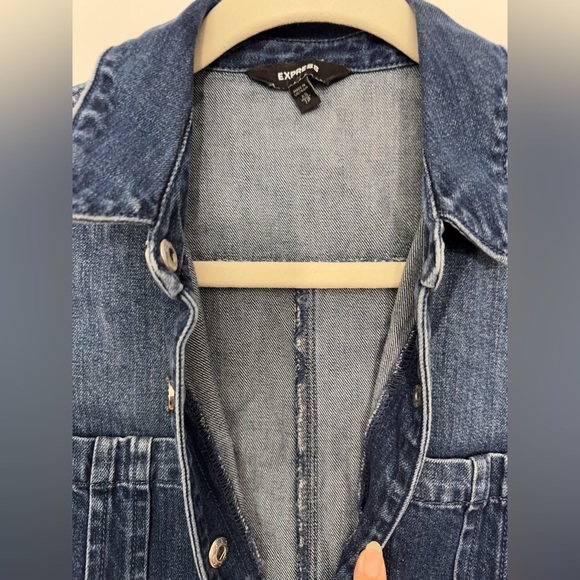 Express Women's Blue Denim Shirt short jumpsuit XS - Picture 11 of 13